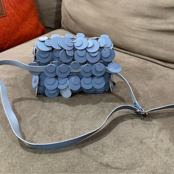 Paco Rabanne Iconic Disc Belt Bag – Powder Blue Leather - Picture 2 of 10